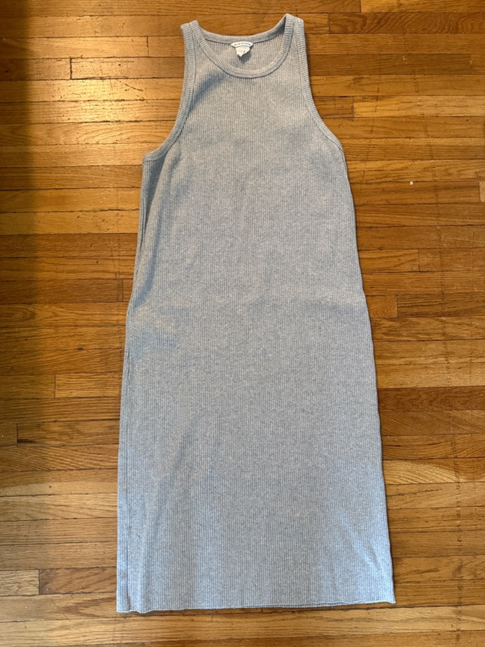 Club Monaco Ribbed Tank Midi Dress in Light Gray